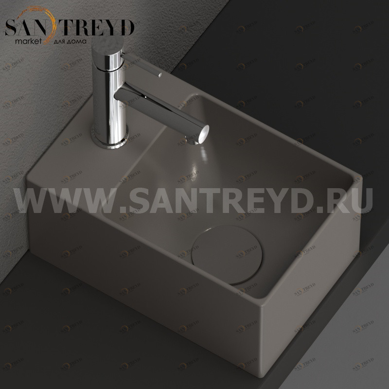 B6R30AT Подвесная раковина настенная прямоугольная Ceramica Globo T-EDGE серая