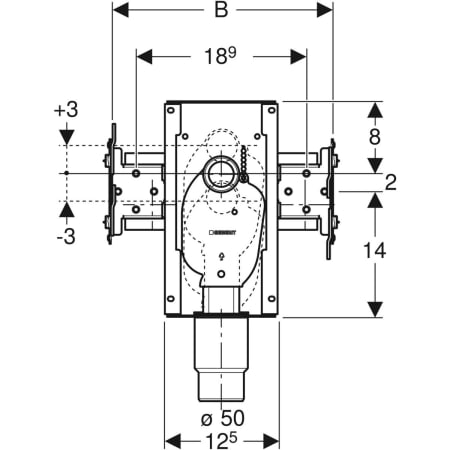 461.435.00.1 Комплект раковины Geberit GIS для вертикального смесителя, с внутристенным сифоном Geberit  - Вид №2
