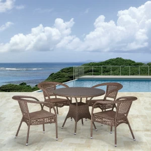 Обеденная группа светло-коричневая, искусственный ротанг на 4 персоны Sibe AFINA  130573 Коричневый