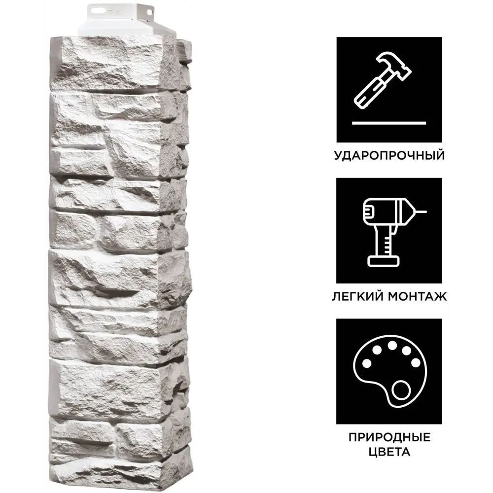 Угол наружный Fineber Скала цвет белый STLM-2098523 - Вид №2