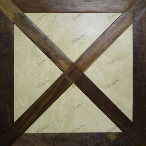 Модульный паркет Da Vinci Модульный паркет с камнем Кенсингтон Состаренный Орех американский Любая на выбор брашированная, рельефная (Брашированная, Рельефная) 500х500 мм 26006000198