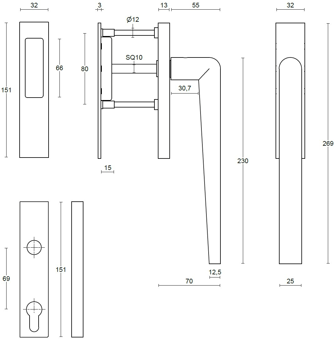 Formani Подъемно-сдвижные ручки из сатинированной нержавеющей стали Inc sun-id-1348751 - Вид №1