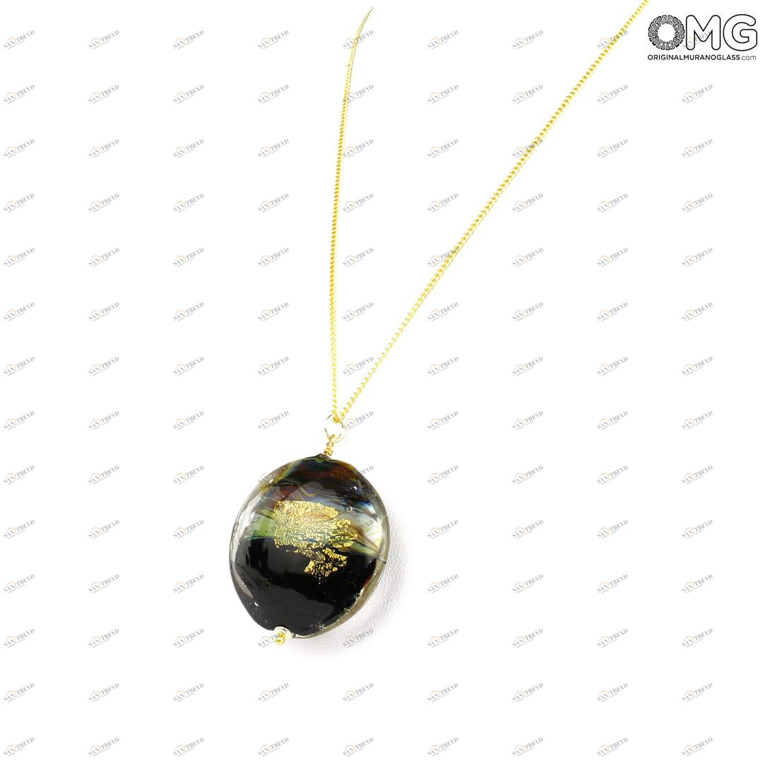 3748 ORIGINALMURANOGLASS Подвеска Озирис - золото и халцедоновое стекло - муранское стекло OMG 57 см 