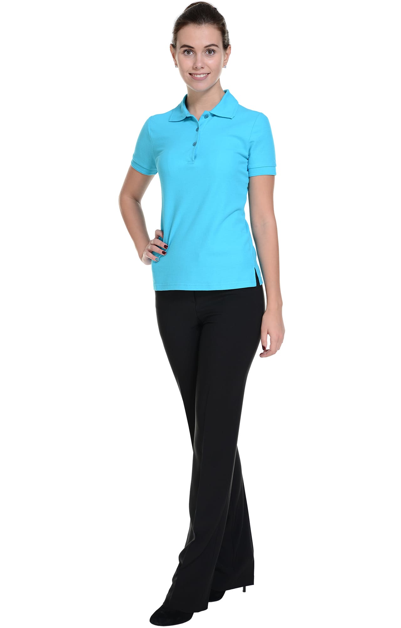 62175 Тенниска-поло женская бирюзовая LUXE  Одежда для салонов красоты  размер XS  - Вид №6