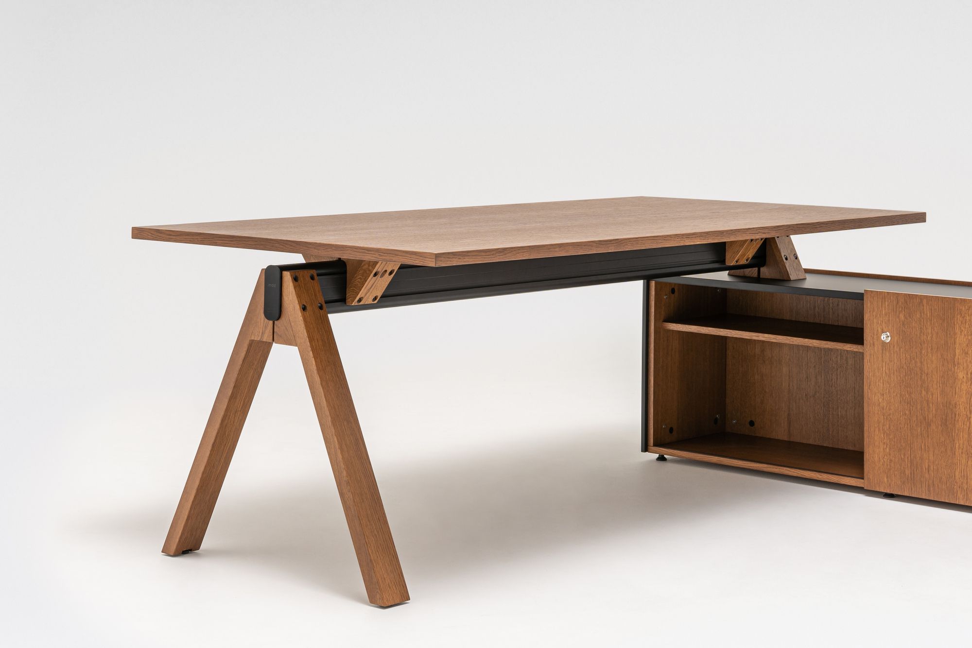 Деревянный угловой секционный стол со встроенной полкой MDD Viga ARCH-00080022 - Вид №21