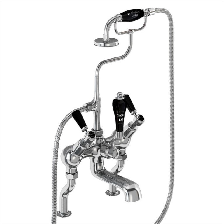 Смеситель для ванны "под наклоном" и ручным душем, набортный [KE19 BLA]  Burlington T9-QT BLA, T18, T4 BLA  - Вид №1