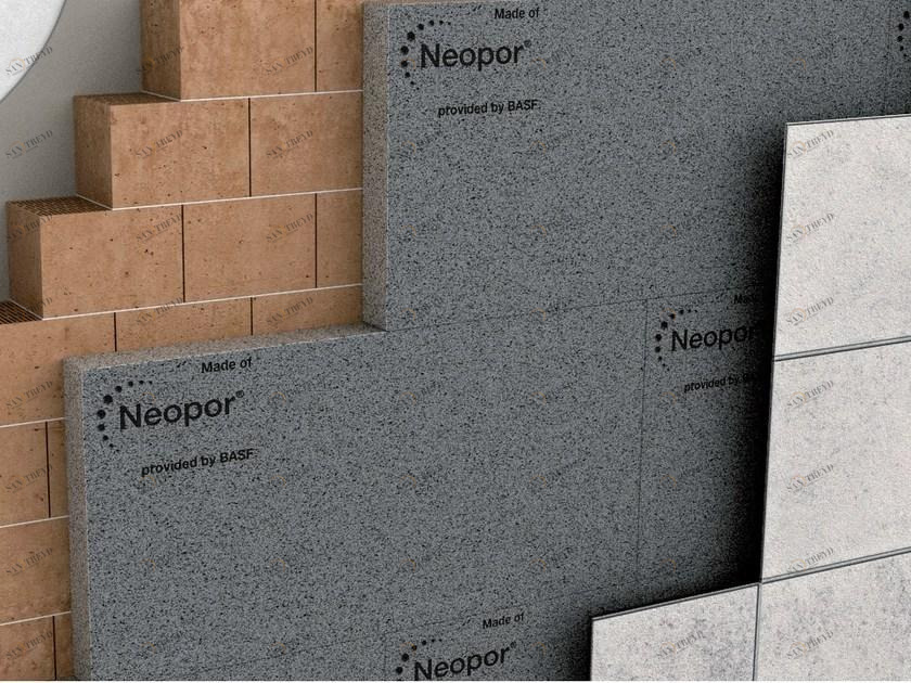 Neopor® by BASF Изоляционная панель Neopor® на перфорированной кирпичной кладке sun-id-1349353