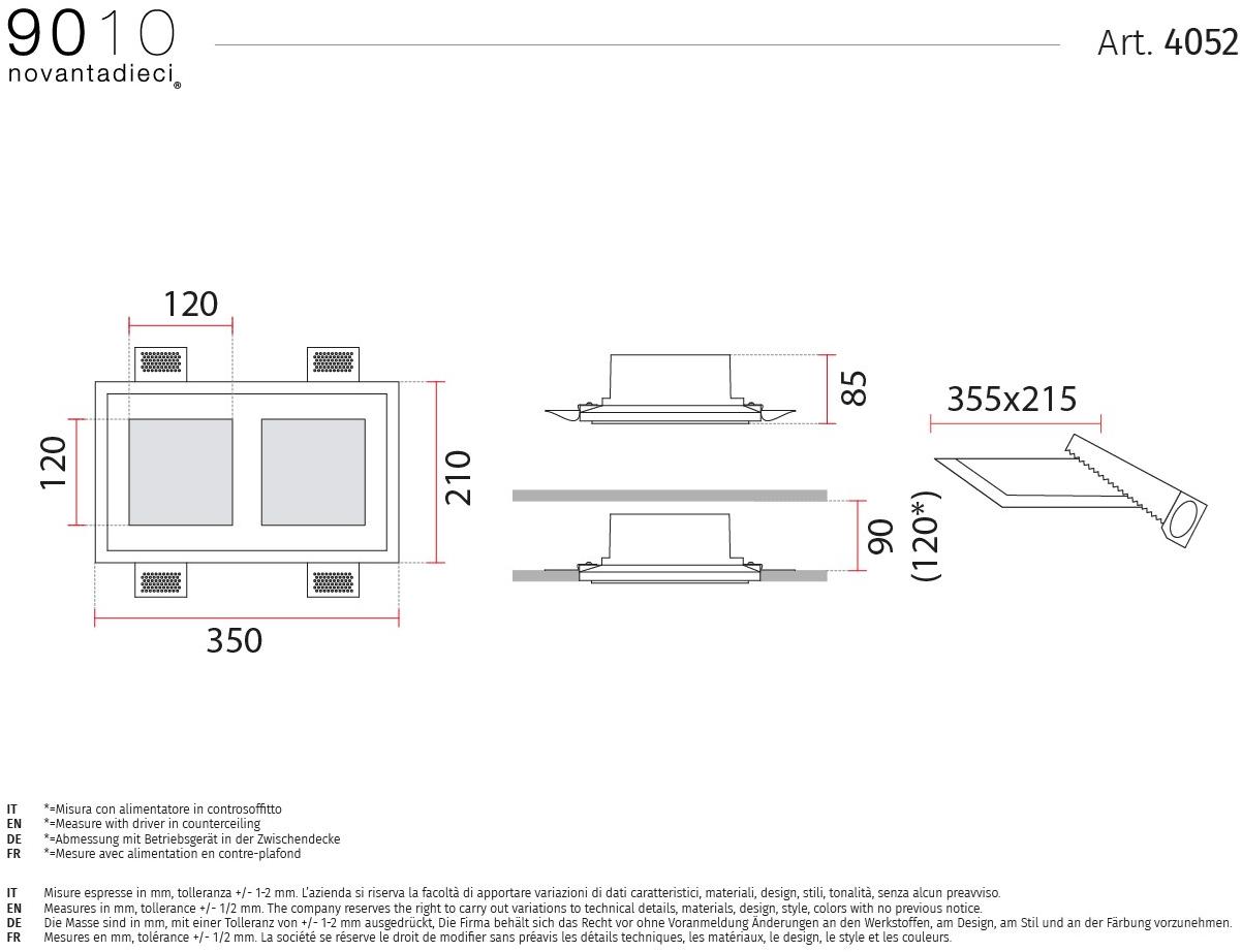 9010 novantadieci Встраиваемые настенные и потолочные светильники из cristaly®  4052  - Вид №2