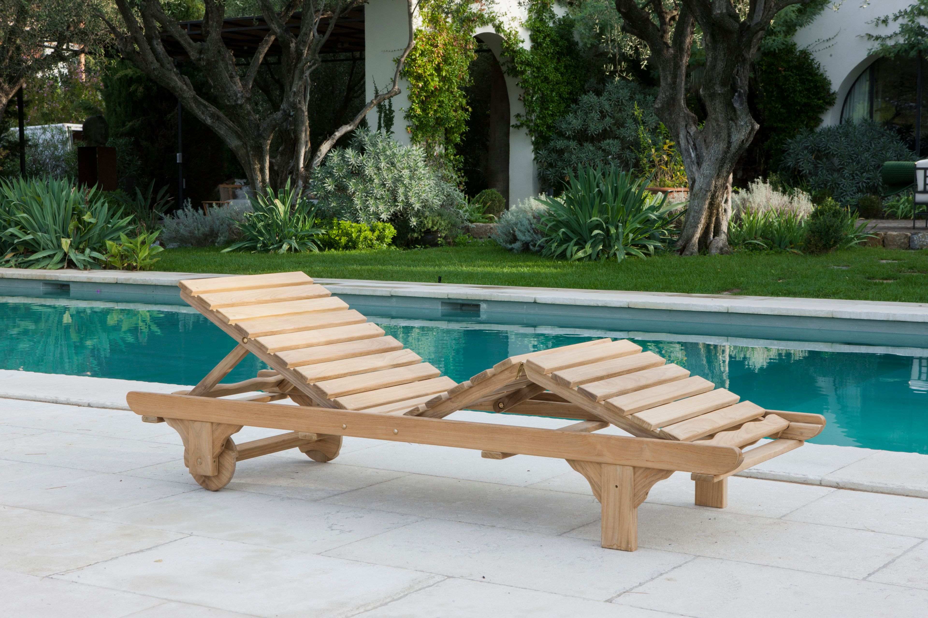 Садовая кровать с откидной спинкой из тикового дерева с колесами Unopiù Chelsea ARCH-00076668 - Вид №4