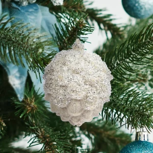 89381663 Украшение елочное «Шишка в снегу», 11.5x8.5 см, цвет белый STLM-1394770