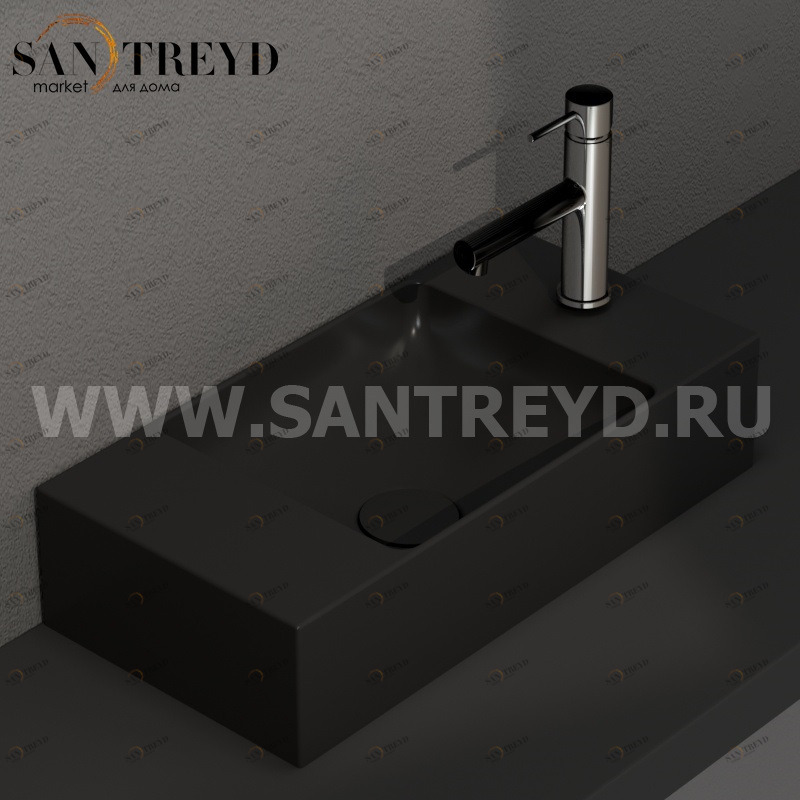 B6R52AR Подвесная раковина настенная прямоугольная Ceramica Globo T-EDGE черная