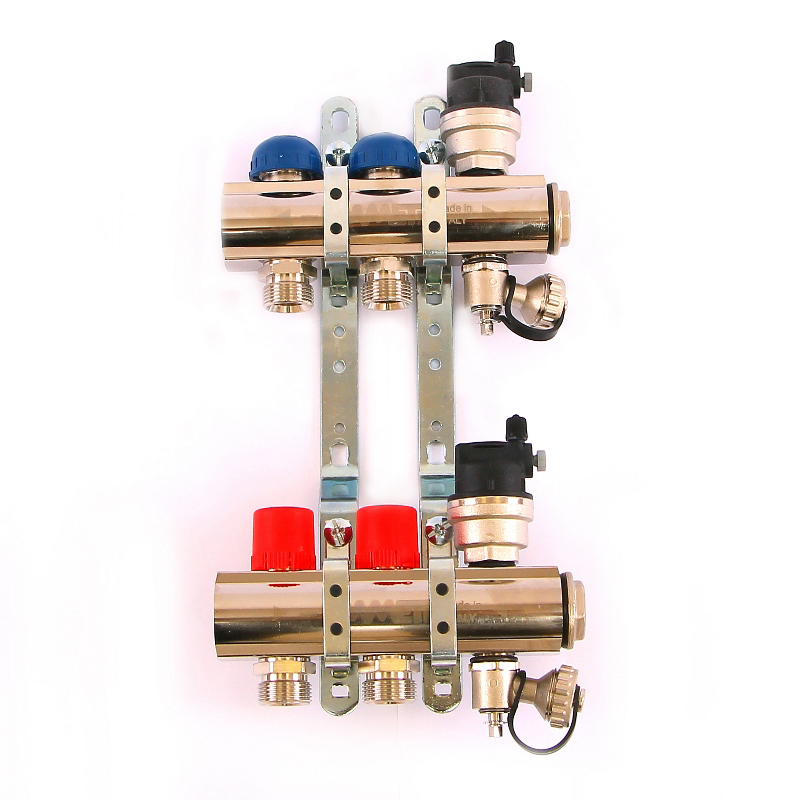 Коллекторная группа TOPWAY с регулировочными и термостатическими вентилями с резьбой под евроконус EMMETI 1"x3/4"ЕК 2 выхода 01298710 - Вид №3