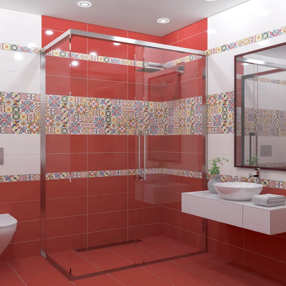 Плитка настенная Azori «Festa» 20.1x50.5 см 1.52 м² цвет красный 82472928 STLM-2073564  - Вид №5