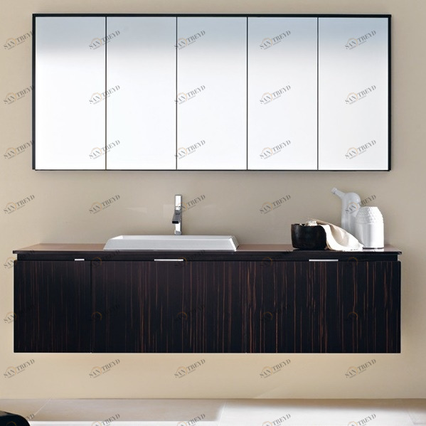 Комбинация ванной комнаты FLY120 в отделке Diamond Ceramic /Ebano/ Vetro L22 Nero MILLDUE FLY