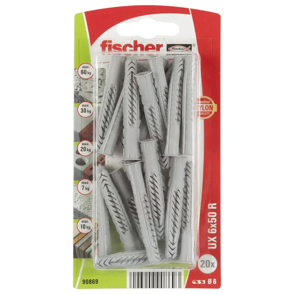 Дюбель универсальный Fischer UX с кромкой 6x50 мм нейлон 20 шт. 12459070 STLM-2038267  - Вид №1
