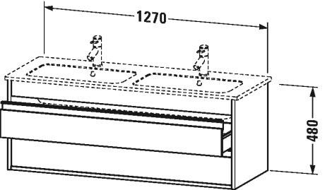 KT643201818 Ketho Тумбочка подвесная Белый матовый, декор Duravit - Вид №1