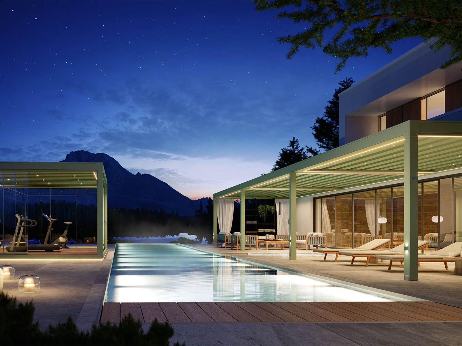 Биоклиматическая беседка с неподвижными и подвижными лезвиями Pratic CARRERA ARCH-00097940 - Вид №1