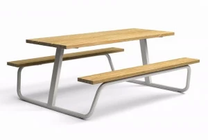 VESTRE Стол для пикника из стали и дерева со встроенными скамейками Berg