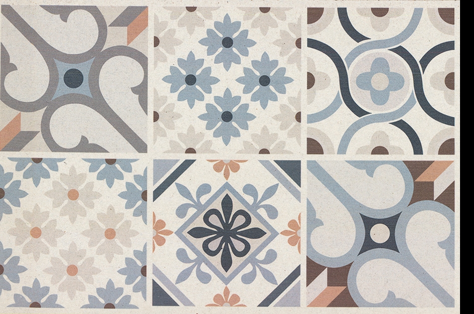 540 050 10 Печатный пробковый пол с разным дизайном Retile Blue GRANORTE Vita Decor - Вид №1