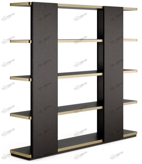 SM Living Couture Открытый книжный шкаф из лакированного дерева и кожи Couture Ofc_03