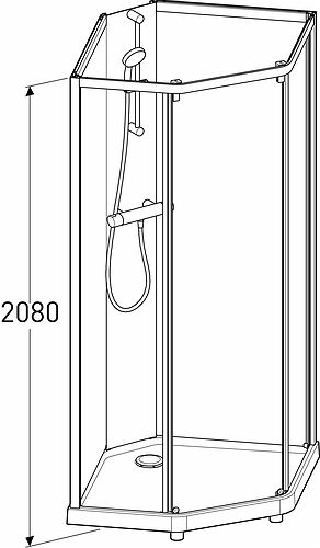 558.931.00.1 IDO Showerama 10-5 900x900 Classic, Душевая кабина IDO Showerama Classic пятиугольная, в сборе, белые профили / прозрачное стекло, 900X900 мм  - Вид №2