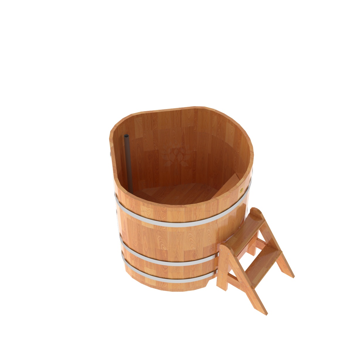 1564 Купель угловая из сращенных ламелей лиственницы 1,03х1,03х1,0 натуральная Alyarus  - Вид №1