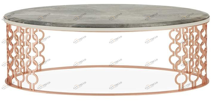 Stylish Club Низкий овальный журнальный столик из мрамора и металла Cocktail Scf.c03