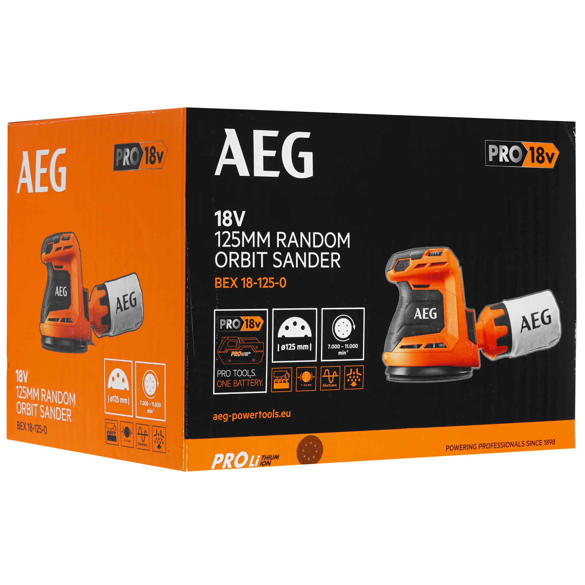 Эксцентриковая шлифмашинка AEG BEX18-125-0 PRO 18V  , Без ЗУ, Без АКБ 5481005 STDN-0081591 - Вид №8