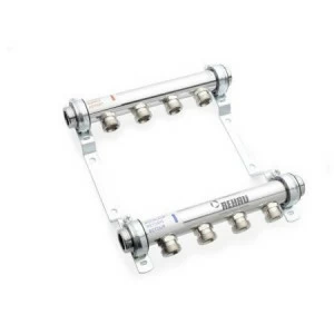 Коллекторная группа из нержавеющей стали с воздухоотводчиком REHAU 1"х3/4" 9 вых HLV