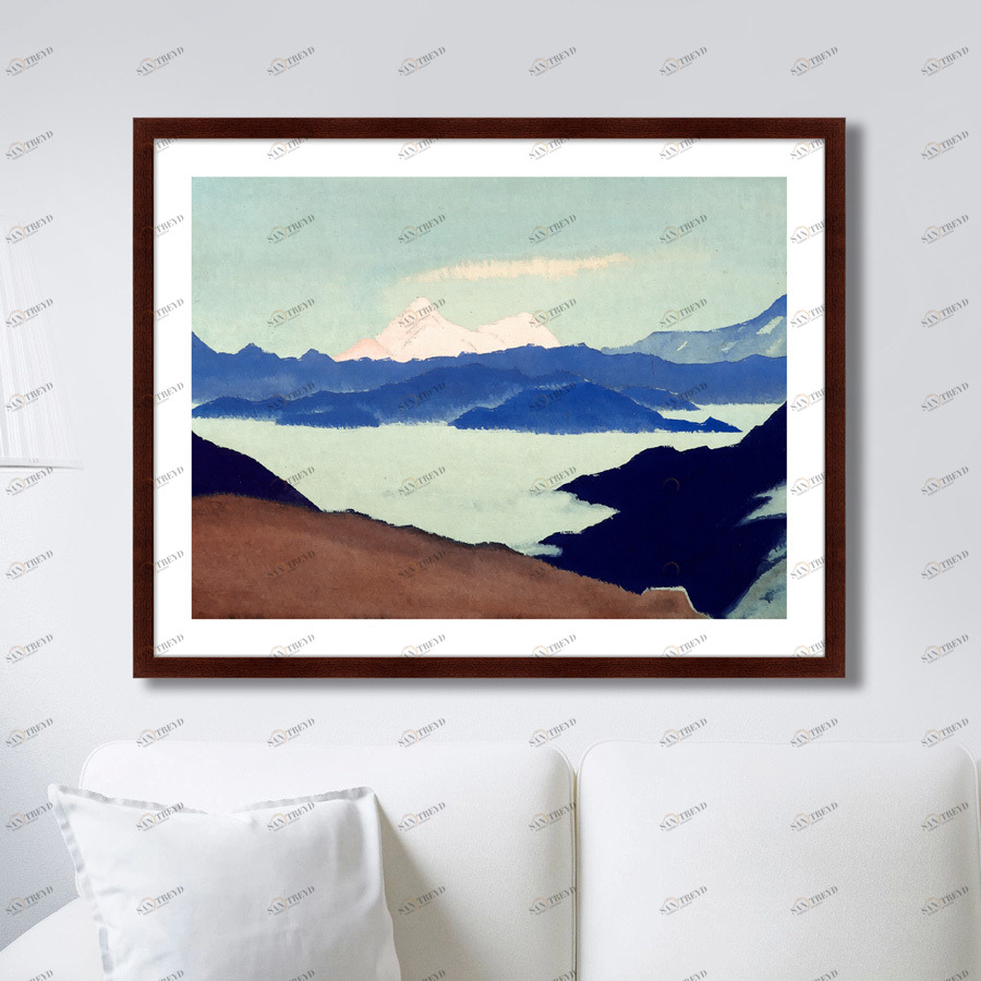 Картина в деревянной раме 42х32 см "Священные Гималаи II" КАРТИНЫ В КВАРТИРУ  264846 Белый;голубой;разноцветный 