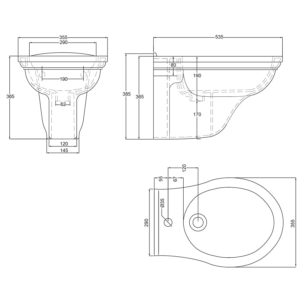 IMSR157 Настенное биде Astoria Deco Black Sapphire Imperial  - Вид №2
