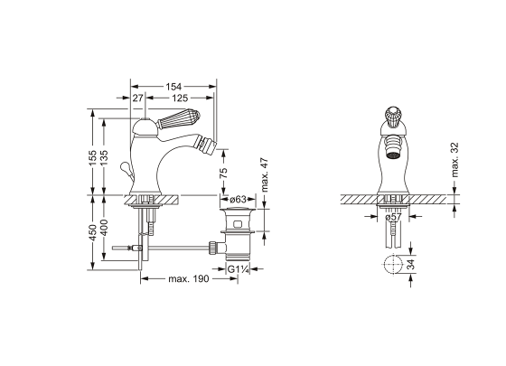 Смеситель для биде однорычажный JOERGER Delphi Deco 129.10.111.000-AA - Вид №1