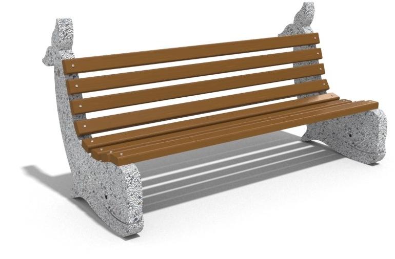 ENCHO ENCHEV - ETE Скамейка из бетона и дерева со спинкой  155  - Вид №3