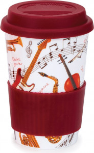 10632216 Dunoon Кружка с силиконовой крышкой Dunoon "Музыкальные инструменты" 440мл Фарфор костяной