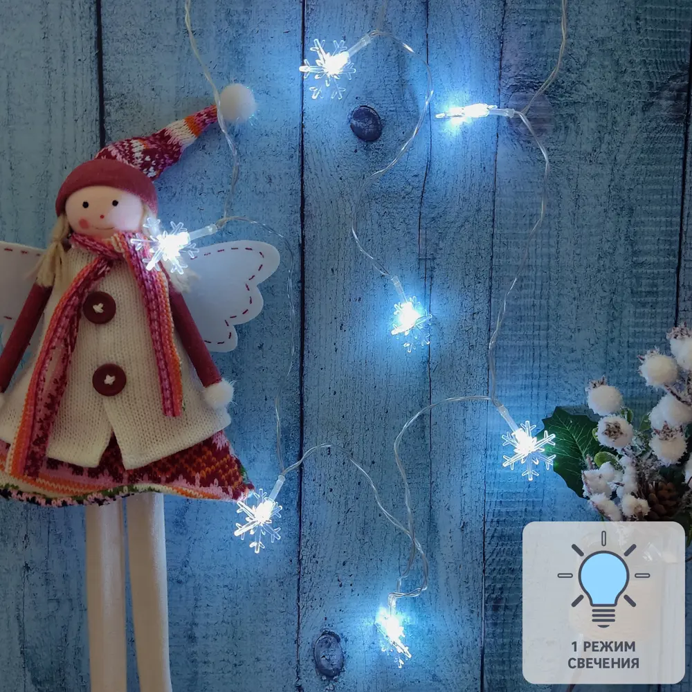 88943034 Электрогирлянда Снежинки 1.3 м холодный белый свет STLM-0949145 Santreyd 