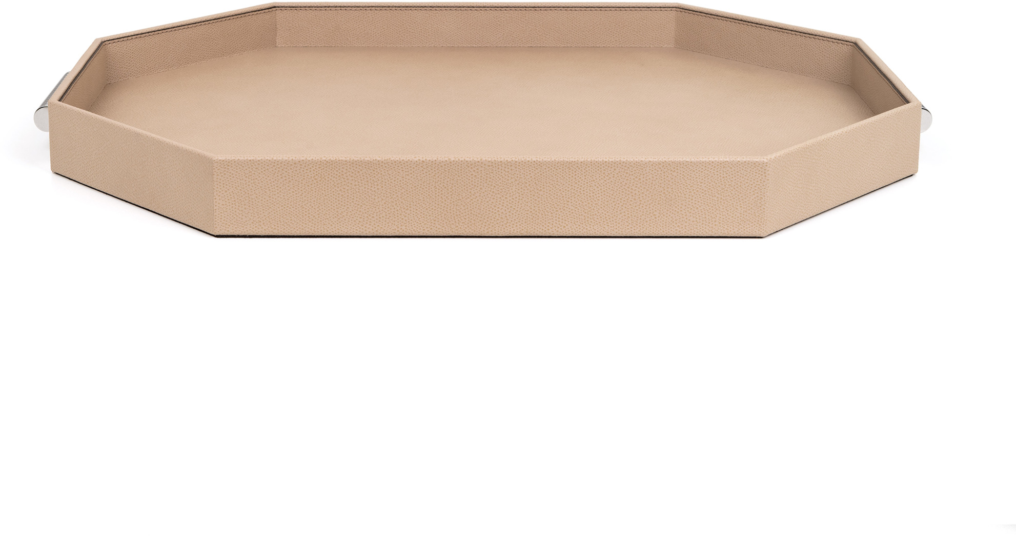 Восьмиугольный поднос Grace - 55X40 см/металл-отделка_золото/зернистая кожа_черный