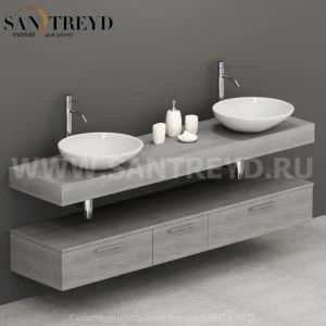 M20552TO Столешница для накладных и встраиваемых раковин 205 см цвет Северное Дерево темное ARREDO WOOD Италия