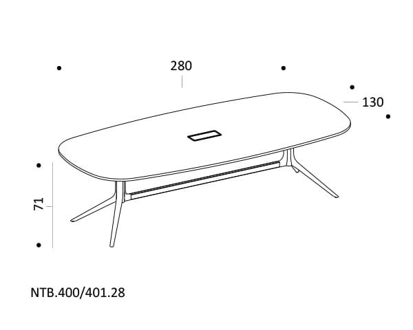 Регулируемый по высоте прямоугольный стол для совещаний с системой кабельной втулки ICF NoTable ARCH-00036629 - Вид №12