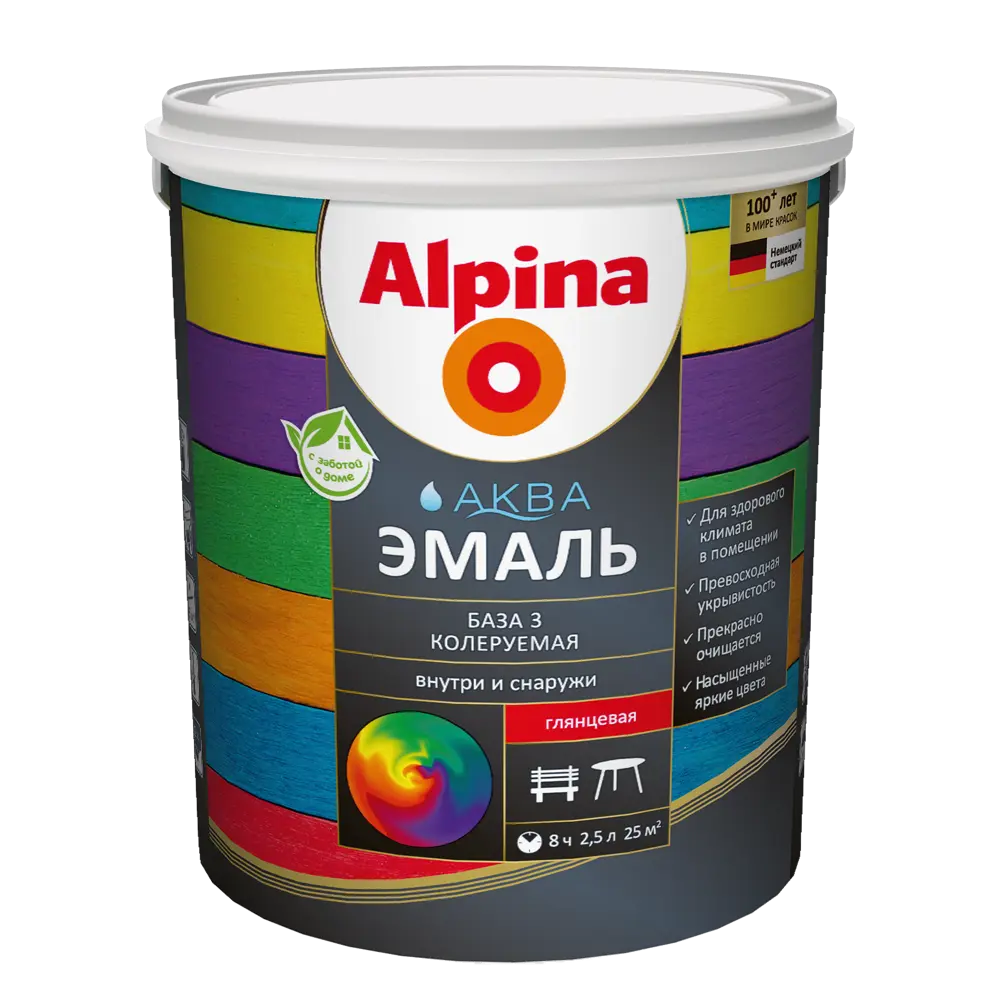 Эмаль Alpina Аква База 3 глянцевая цвет прозрачный 2.35 л STLM-2088055