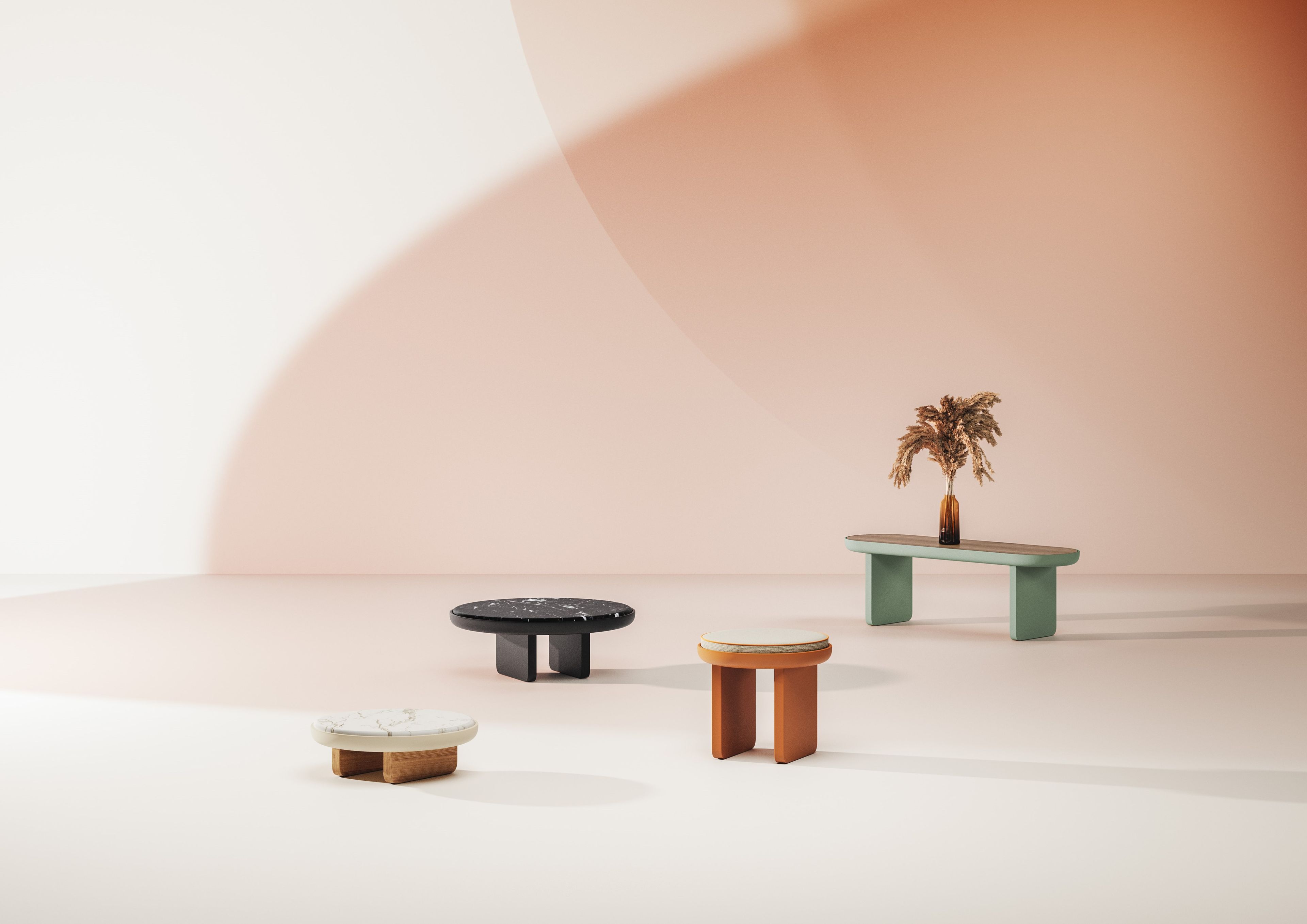 Круглый мраморный журнальный столик Calacatta Falsasquadra Водяные лилии ARCH-00117969 - Вид №1