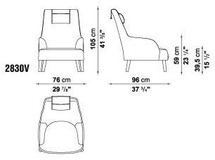 Maxalto Кресло Bergere с обивкой из ткани с подголовником Febo sun-id-1369349 - Вид №3