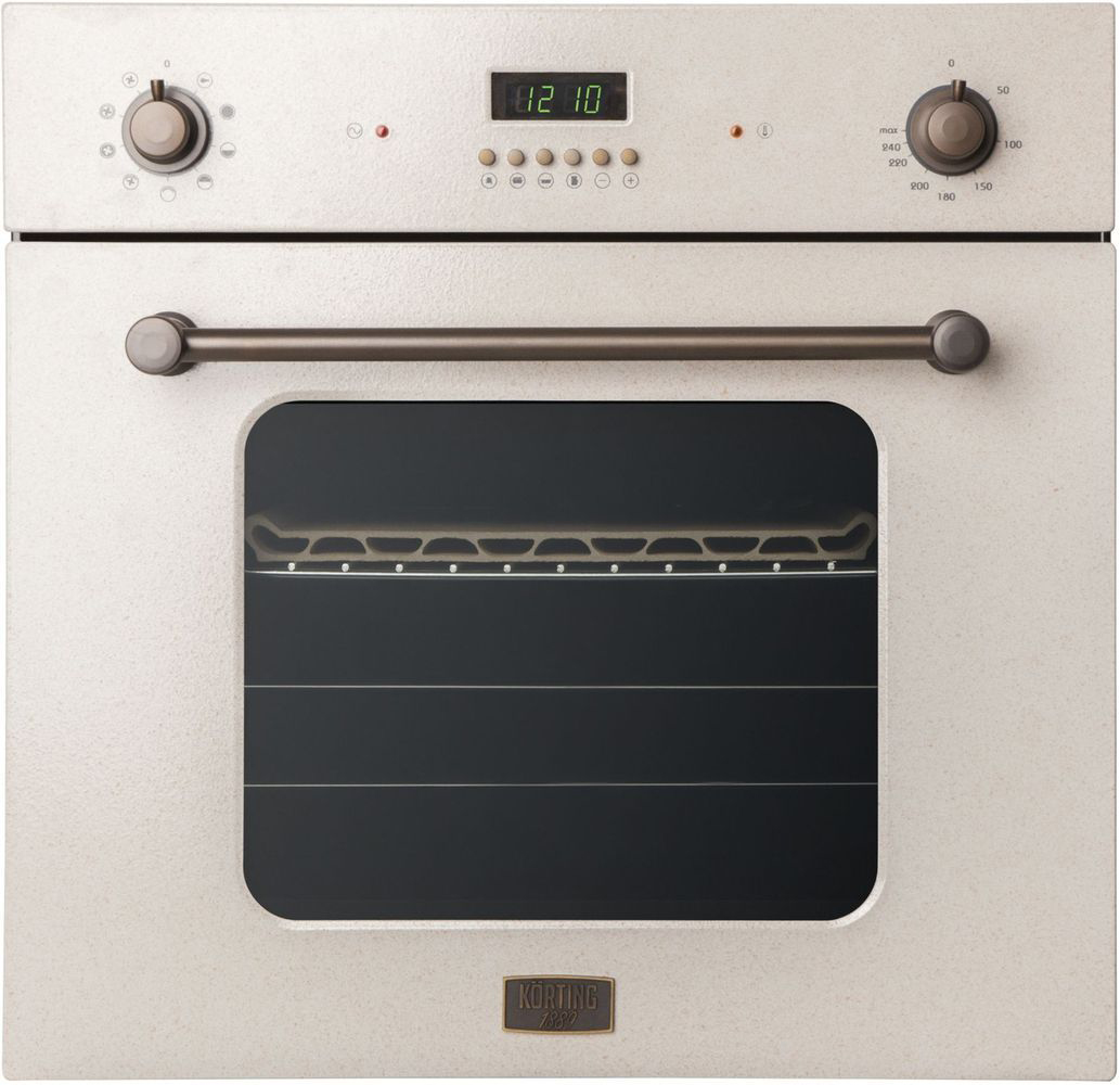 OKB 1082 CRA Встраиваемые электрические духовки / neo classic, серия " 1889", 59.5 х 59.5 x 56, электрическая, дисплей, 9 режимов, гриль, конвекция, телескопические направляющие, камень для пиццы, песочный+латунь Korting Korting 1889 Santreyd 