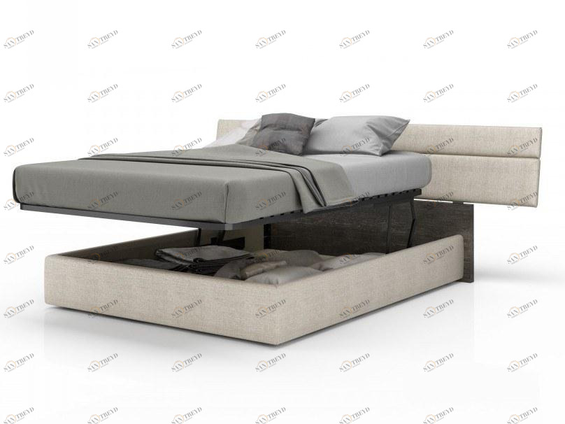 Huppé Кровать-контейнер двуспальная с мягким изголовьем Plank 9149ust HUPPE