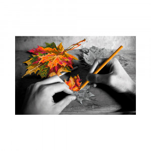 1722 Канва/ткань с рисунком Рисунок на канве 33 см х 45 см "Рисуем осень" Матренин посад