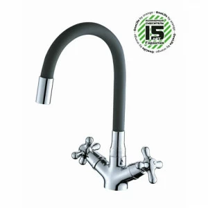Orange OneLife P03-007cr Полимерный двухвентильный смеситель для кухни, цвет: хром Никель