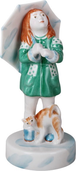 10621076 Императорский фарфоровый завод Скульптура "Девочка с зонтиком" "Оленька" Фарфор твердый 