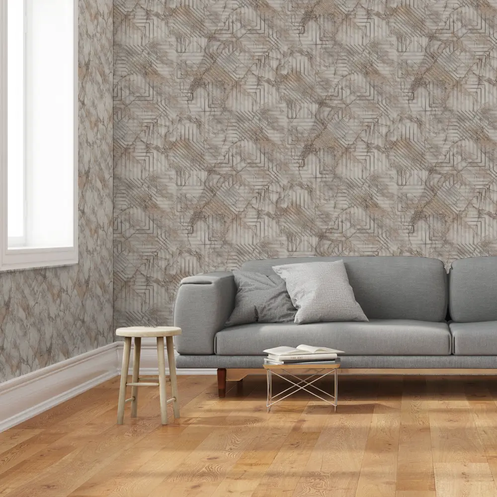 Обои флизелиновые Московская обойная фабрика Либре серо-коричневый фон 1.06 м STLM-2144138 - Вид №3