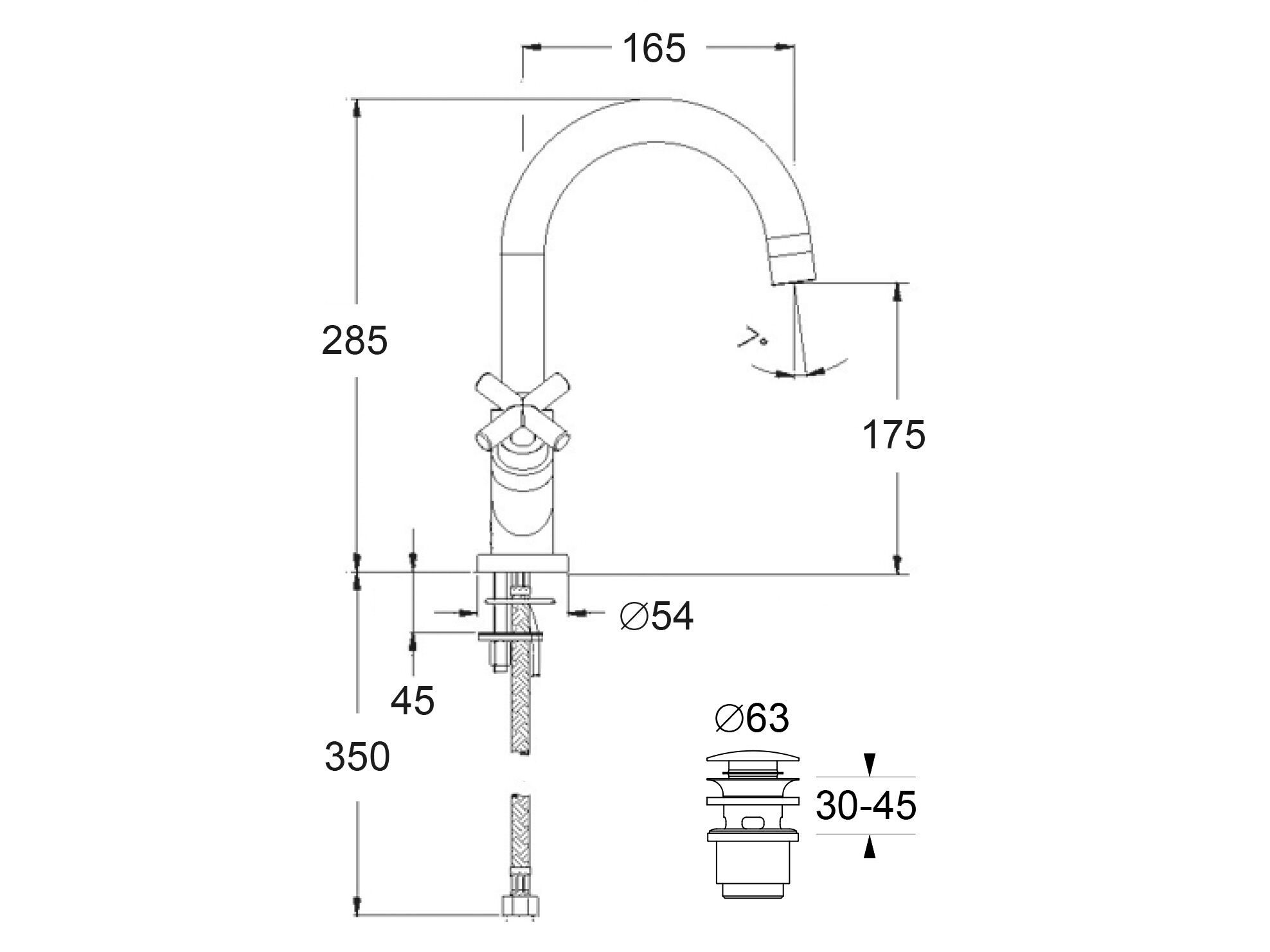 Смеситель для раковины с поворотным горлышком GUGLIELMI RUBINETTERIE Вера ARCH-00069622 - Вид №4