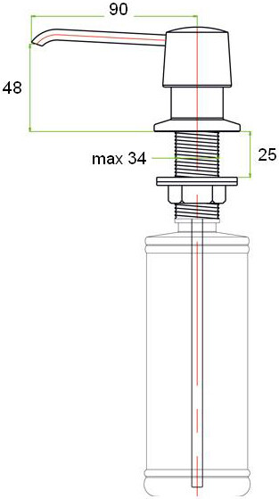 Встраиваемый дозатор ZorG Inox ZR-20 ЧЕРНЫЙМЕТАЛЛ для жидкого мыла, черный металлик - Вид №1