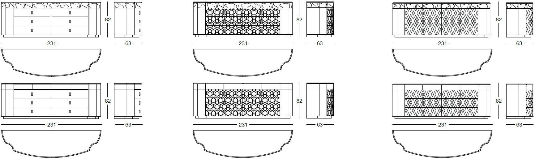 Longhi Кожаный комод со встроенными ручками Loveluxe 2018 – illusion collection Y 855 - Вид №4